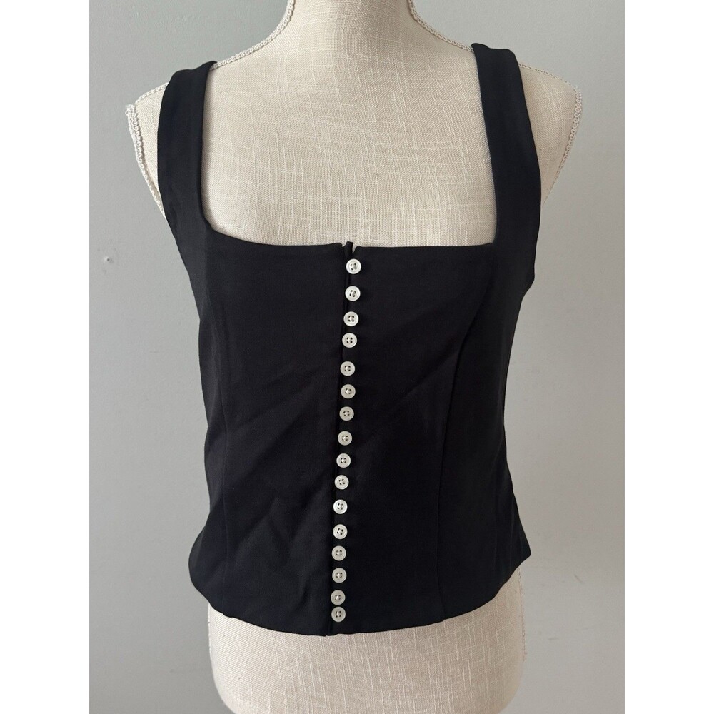 J.Crew Corset Top In Black Stretch Ponte Women's Size M